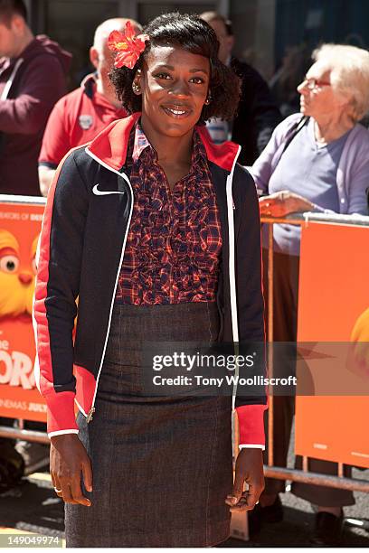 Alysia Montano of the USA Olympic team attends the UK premiere of Dr Seuss' The Lorax at cineworld on July 22, 2012 in Birmingham, England.