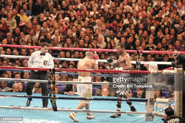 November 10: Miguel Cotto defeats Shane Mosley during their WBA Welterweight title fight at Madison Square Garden in which Cotto won by Unanimous...