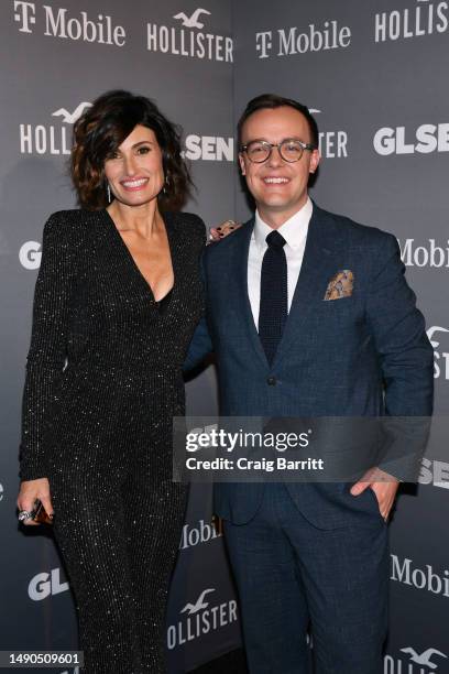 Idina Menzel and Chasten Buttigieg attend the 2023 GLSEN Respect Awards at Cipriani 42nd Street on May 15, 2023 in New York City.