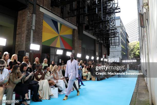 Model walks the runway during the ANNA QUAN show during Afterpay Australian Fashion Week 2023 at The Ace Hotel on May 16, 2023 in Sydney, Australia.