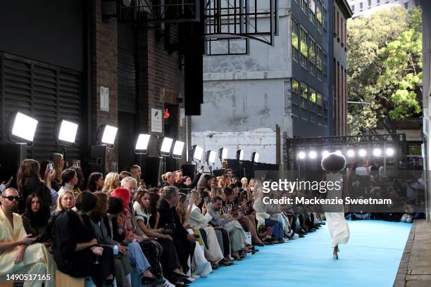 Model walks the runway during the ANNA QUAN show during Afterpay Australian Fashion Week 2023 at The Ace Hotel on May 16, 2023 in Sydney, Australia.