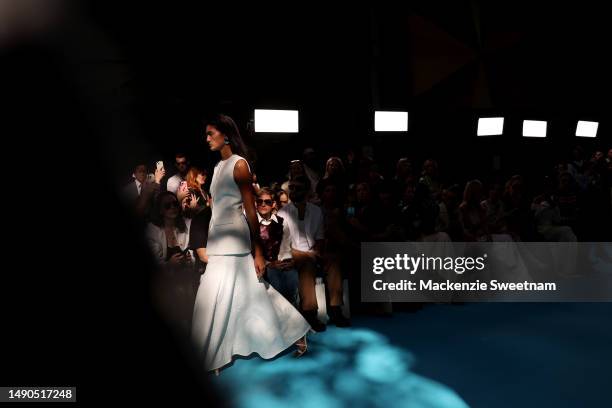 Model walks the runway during the ANNA QUAN show during Afterpay Australian Fashion Week 2023 at The Ace Hotel on May 16, 2023 in Sydney, Australia.