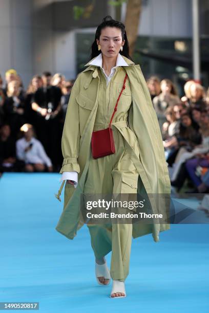 Model walks the runway during the ANNA QUAN show during Afterpay Australian Fashion Week 2023 at The Ace Hotel on May 16, 2023 in Sydney, Australia.