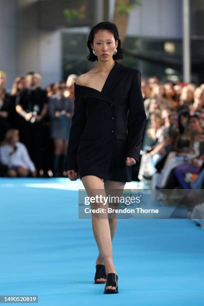 Model walks the runway during the ANNA QUAN show during Afterpay Australian Fashion Week 2023 at The Ace Hotel on May 16, 2023 in Sydney, Australia.