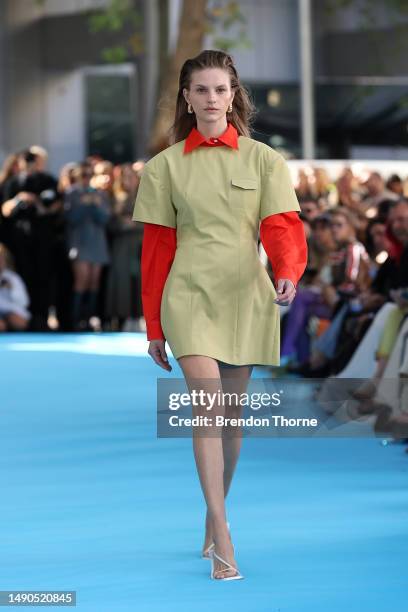 Model walks the runway during the ANNA QUAN show during Afterpay Australian Fashion Week 2023 at The Ace Hotel on May 16, 2023 in Sydney, Australia.