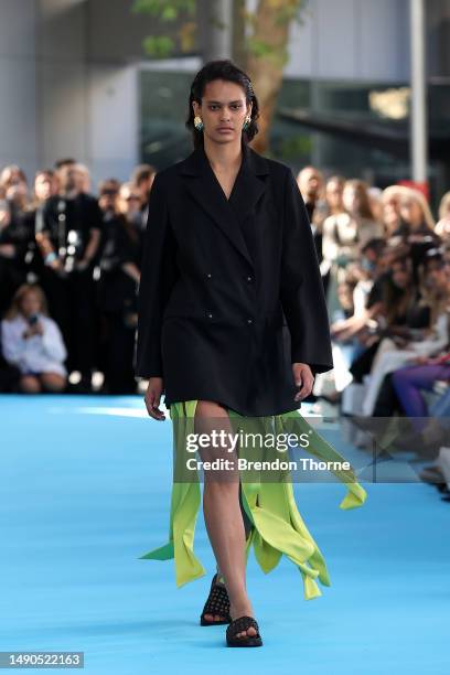 Model walks the runway during the ANNA QUAN show during Afterpay Australian Fashion Week 2023 at The Ace Hotel on May 16, 2023 in Sydney, Australia.