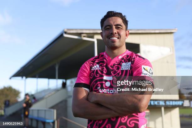 Chiefs Anton Lienert-Brown poses for a portrait during a Chiefs Super Rugby training session at Hautapu Rugby Club on May 16, 2023 in Hamilton, New...