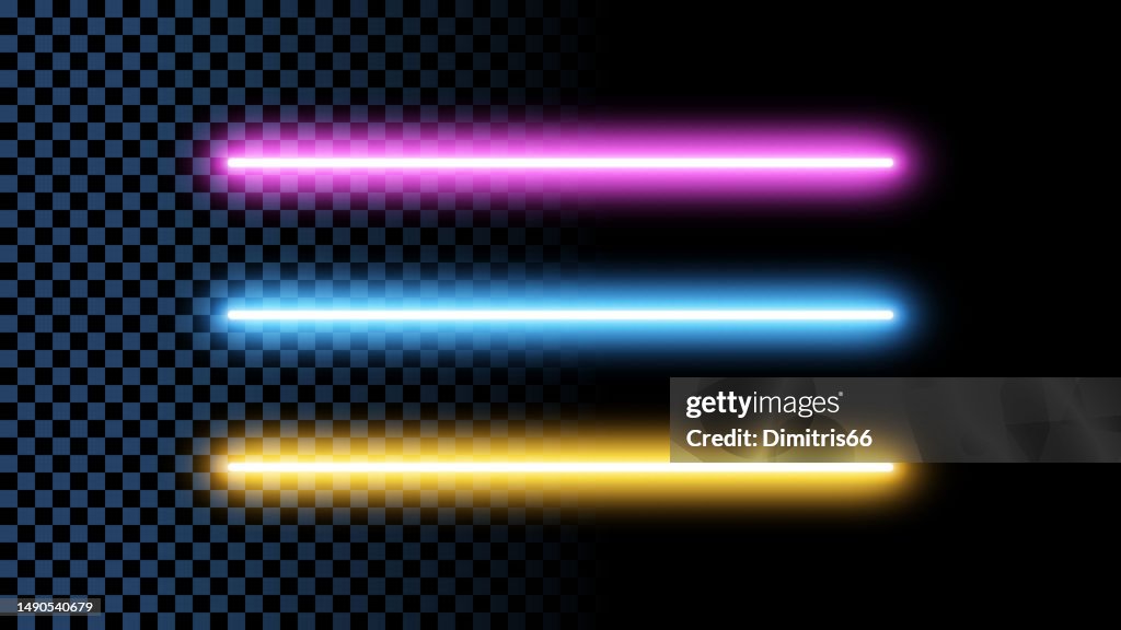 Neon lights on transparent background
