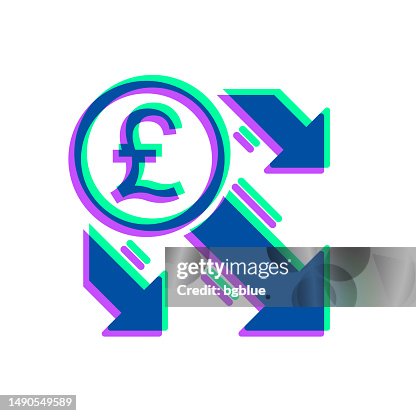 Pound decrease. Icon with two color overlay on white background Pound decrease. Icon with two color overlay on white background