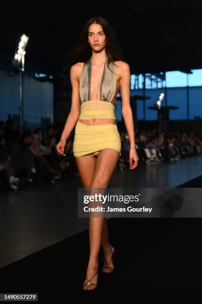 Model walks the runway during the BEC + BRIDGE show during Afterpay Australian Fashion Week 2023 at the White Bay Cruise Terminal on May 16, 2023 in...