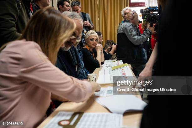 The polling station, where the leader of the Turkish opposition, Kemal Kılıçdaroğlu, voted on May 14, 2023 in Ankara, Turkey. On May 14, Turkey...