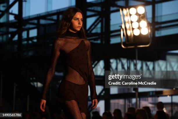 Model walks the runway during the BEC + BRIDGE show during Afterpay Australian Fashion Week 2023 at the White Bay Cruise Terminal on May 16, 2023 in...