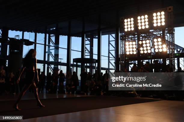 Model walks the runway during the BEC + BRIDGE show during Afterpay Australian Fashion Week 2023 at the White Bay Cruise Terminal on May 16, 2023 in...