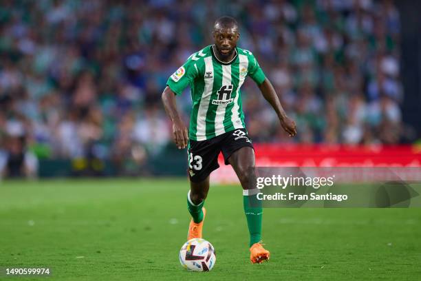 Youssouf Sabaly of Real Betis in action during the LaLiga Santander match between Real Betis and Rayo Vallecano at Estadio Benito Villamarin on May...