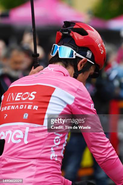 Geraint Thomas of The United Kingdom and Team INEOS Grenadiers - Pink Leader Jersey prior to the 106th Giro d'Italia 2023, Stage 10 a 196km stage...