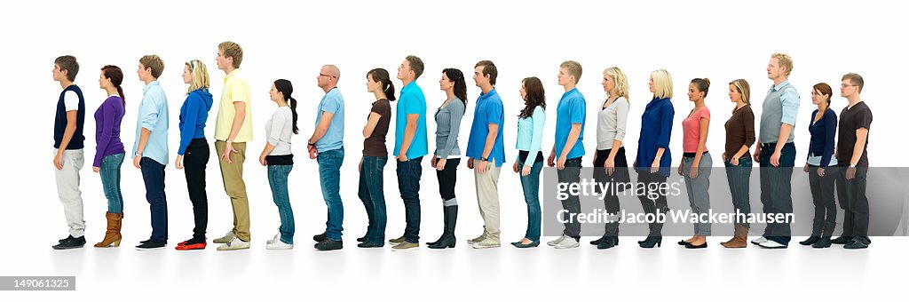 Young boys and girls standing in a line