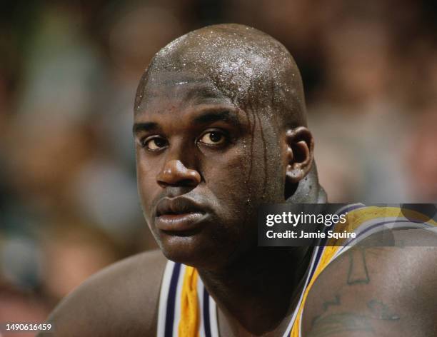 Shaquille O'Neal, Center for the Los Angeles Lakers during the NBA Pacific Division basketball game against the Phoenix Suns on 11th April 1997 at...
