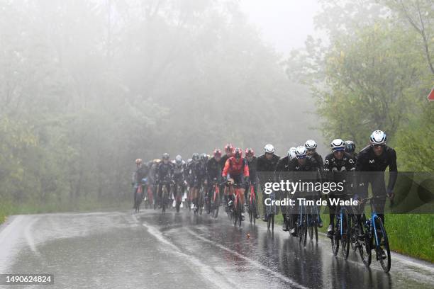 Óscar Rodríguez of Spain and Carlos Verona of Spain and Movistar Team lead the peloton during the 106th Giro d'Italia 2023, Stage 10 a 196km stage...