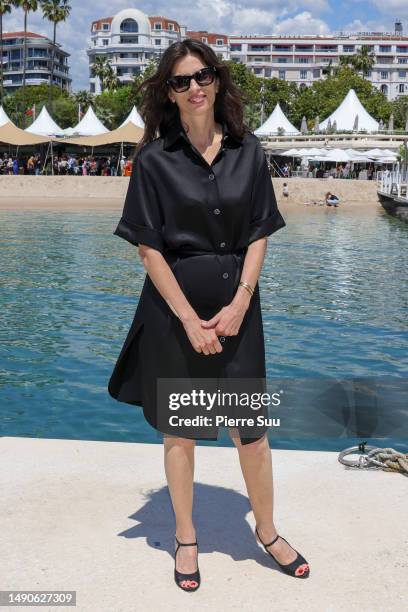 Maïwenn Le Besco is seen at the "La Plage du Majestic" is seen during the 76th Cannes film festival on May 16, 2023 in Cannes, France.