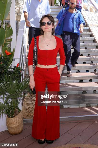 Emillia Schuele is seen at "La Plage du Majestic" during the 76th Cannes film festival on May 16, 2023 in Cannes, France.