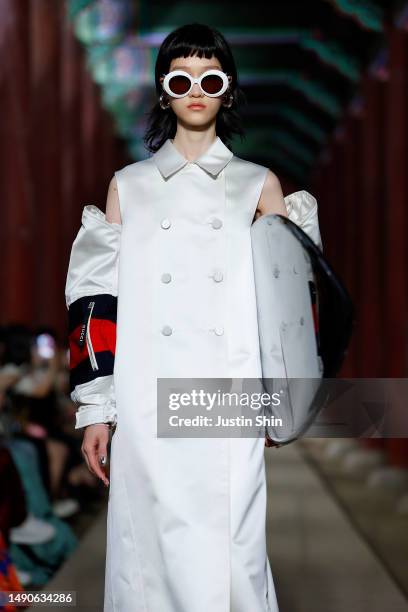 Model walks the runway during the Gucci Seoul Cruise 2024 fashion show at Gyeongbokgung Palace on May 16, 2023 in Seoul, South Korea.