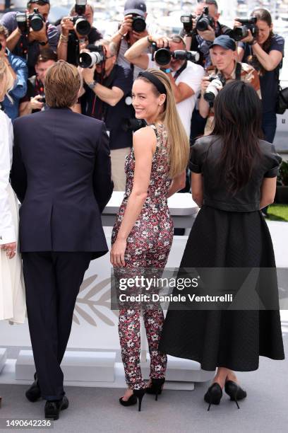 President of the Jury of the 76th Cannes Film Festival Ruben Ostlund, Brie Larson and Maryam Touzani attend the jury photocall at the 76th annual...