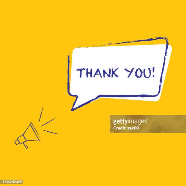 megaphone with "thank you" speech bubble. - thank you post it stock illustrations