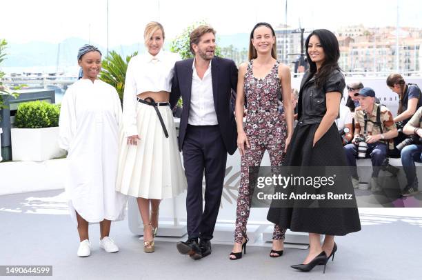 Jury members Rungano Nyoni, Julia Ducournau, Jury President Ruben Östlund, and jury members Brie Larson and Maryam Touzani attend the jury photocall...