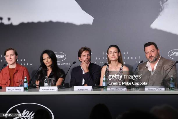 Jury members Paul Dano and Maryam Touzani, Jury President Ruben Östlund, and jury members Brie Larson and Denis Ménochet attend the jury press...