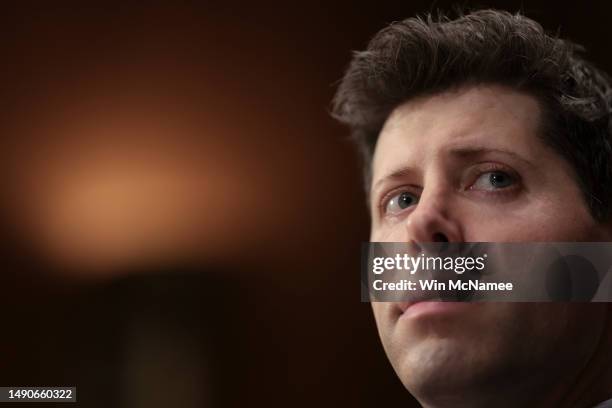 Samuel Altman, CEO of OpenAI, appears for testimony before the Senate Judiciary Subcommittee on Privacy, Technology, and the Law May 16, 2023 in...