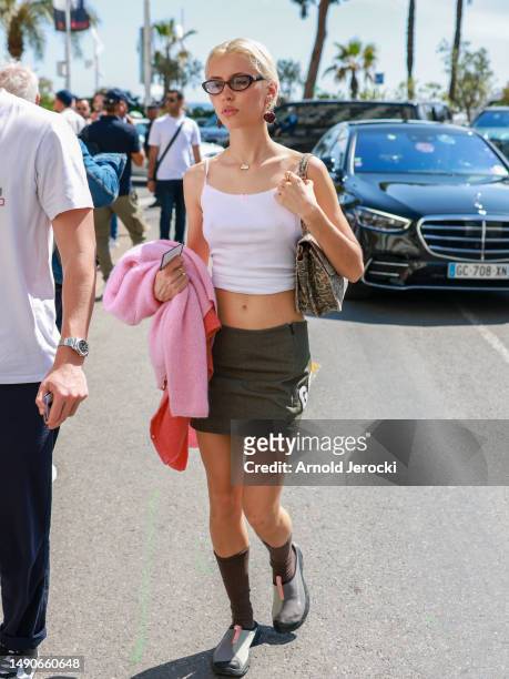 Iris Law is seen during the 76th Cannes film festival on May 16, 2023 in Cannes, France.