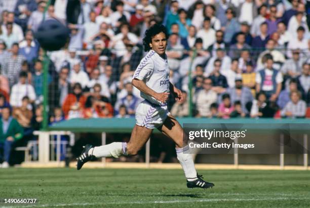 Real Madrid and Mexico striker Hugo Sanchez in action during a match pictured in 1989 in Madrid, Spain.