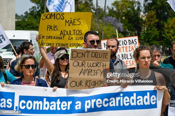 Science workers rally from the University of Lisbon Campus to the Ministry of Science, Technology and Higher Education as part of a national...