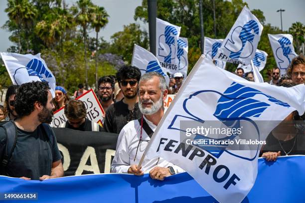 Science workers rally from the University of Lisbon Campus to the Ministry of Science, Technology and Higher Education as part of a national...