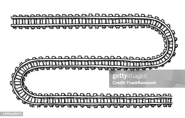 railroad track symbol view from above drawing - 火車軌 幅插畫檔、美工圖案、卡通及圖標