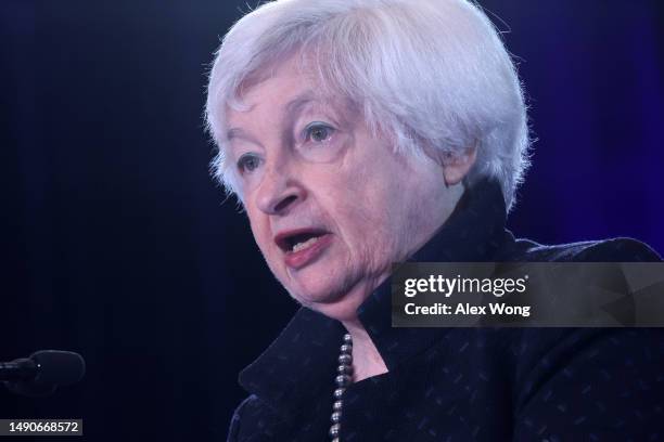 Secretary of the Treasury Janet Yellen speaks during the 2023 Independent Community Bankers of America Capital Summit on May 16, 2023 in Washington,...