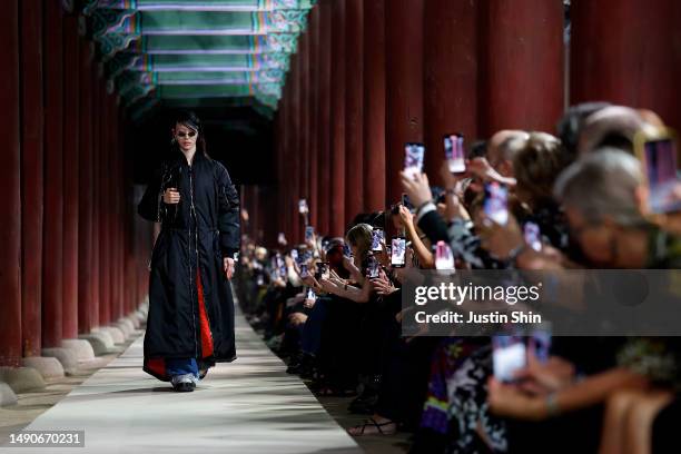 Model walks the runway during the Gucci Seoul Cruise 2024 fashion show at Gyeongbokgung Palace on May 16, 2023 in Seoul, South Korea.