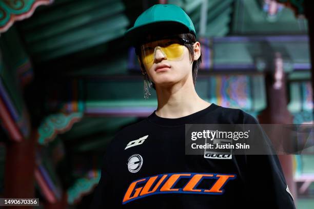 Model walks the runway during the Gucci Seoul Cruise 2024 fashion show at Gyeongbokgung Palace on May 16, 2023 in Seoul, South Korea.