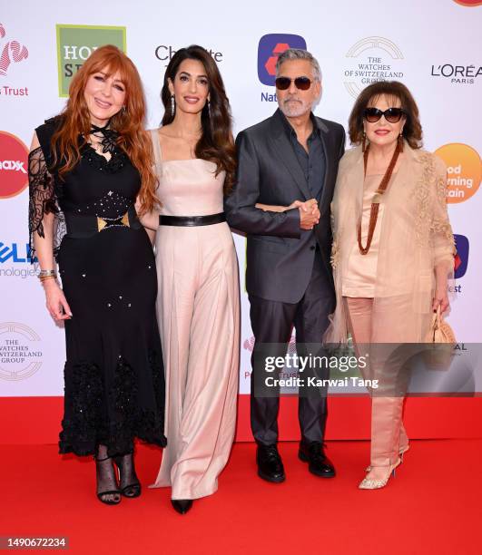 Charlotte Tilbury, Amal Clooney, George Clooney and Baria Alamuddin attend The Prince's Trust and TKMaxx & Homesense Awards 2023 at Theatre Royal...