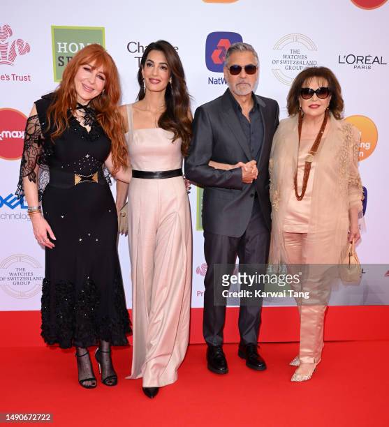 Charlotte Tilbury, Amal Clooney, George Clooney and Baria Alamuddin attend The Prince's Trust and TKMaxx & Homesense Awards 2023 at Theatre Royal...