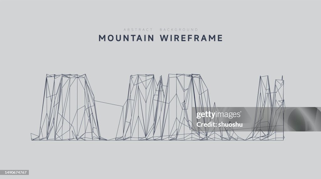 Abstract cyber space concept mountain wireframe topography pattern background