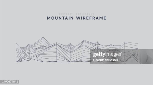 abstract cyber space concept mountain wireframe topography pattern background - wireframe landscape stock illustrations