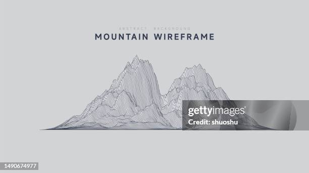 abstract cyber space concept mountain wireframe topography pattern background - wireframe landscape stock illustrations