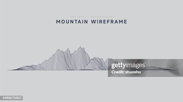abstract cyber space concept mountain wireframe topography pattern background - wireframe landscape stock illustrations