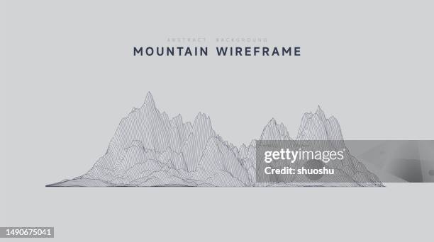 abstract mountain landscape wireframe topography pattern background - wireframe landscape stock illustrations