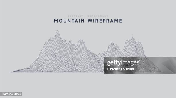 abstract cyber space concept mountain wireframe topography pattern background - wireframe landscape stock illustrations