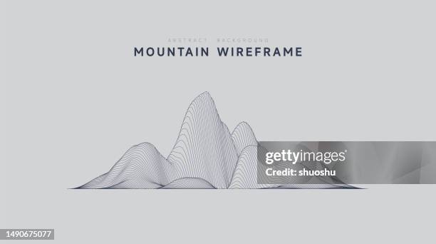 abstract cyber space concept mountain wireframe topography pattern background - wireframe landscape stock illustrations