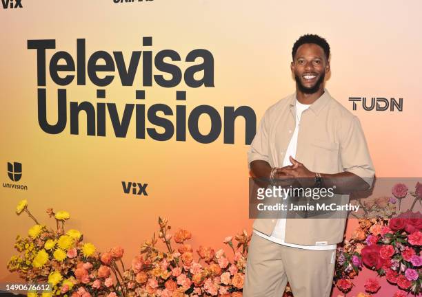 Victor Cruz attends the 2023 TelevisaUnivision Upfront at Pier 36 on May 16, 2023 in New York City.