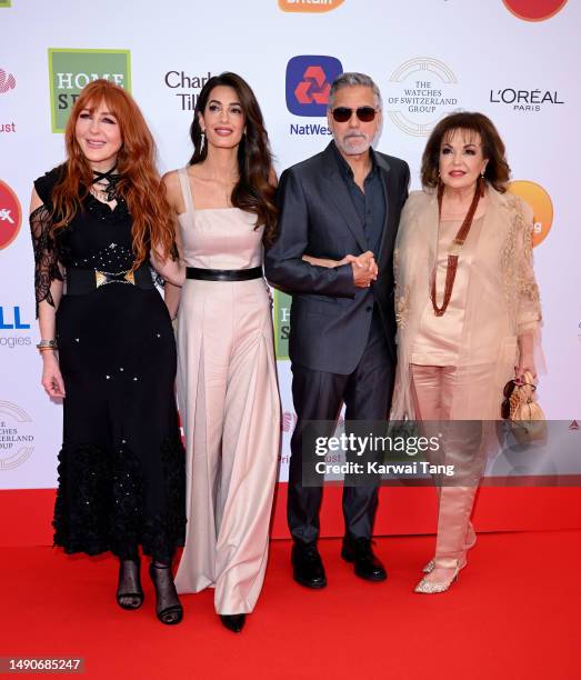 Charlotte Tilbury, Amal Clooney, George Clooney and Baria Alamuddin attend The Prince's Trust and TKMaxx & Homesense Awards 2023 at Theatre Royal...