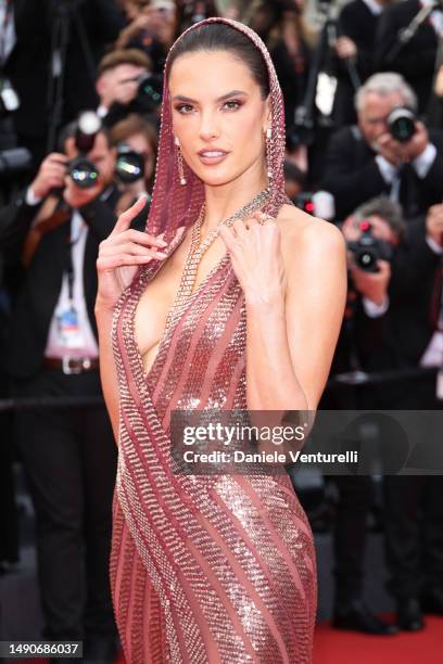 Alessandra Ambrosio attends the "Jeanne du Barry" Screening & opening ceremony red carpet at the 76th annual Cannes film festival at Palais des...